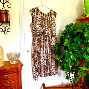 Dana Buchanan Patterned Warm Size 14 
Women’s sleeveless Dress Brown Beige Cream